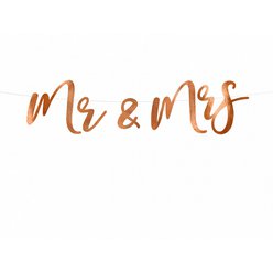 Girlanda papírová rose gold Mr & Mrs